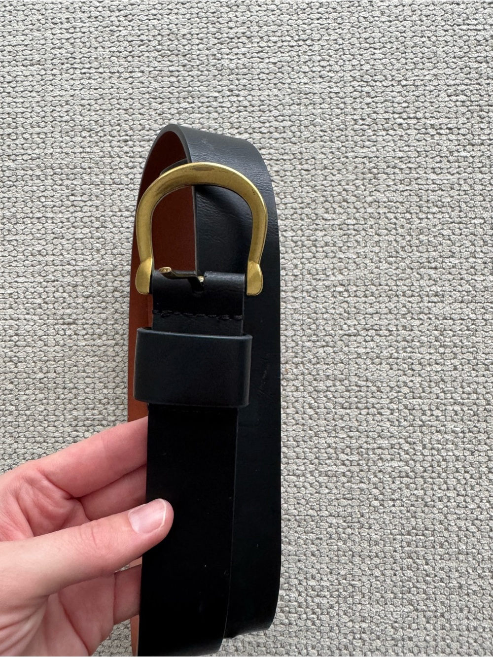 Target Black Leather Belt with Gold-Tone Buckle - Picture 3 of 5